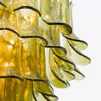 Chandelier | Layered Green Petal Glass & Satin Brass | Ø 80 x H 97 cm