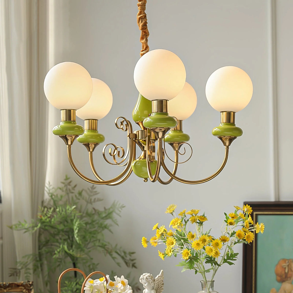Chandelier | Modern Glass & Metal | 3/5/8 Heads
