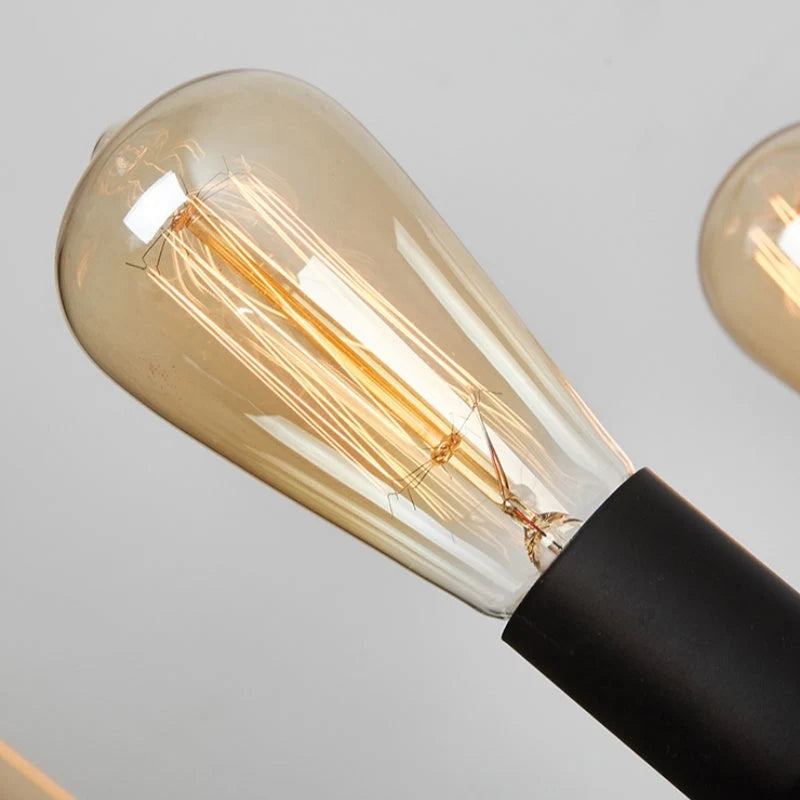 Chandelier | Vintage Geometric Ring & Black Metal Frame | 12-Bulb