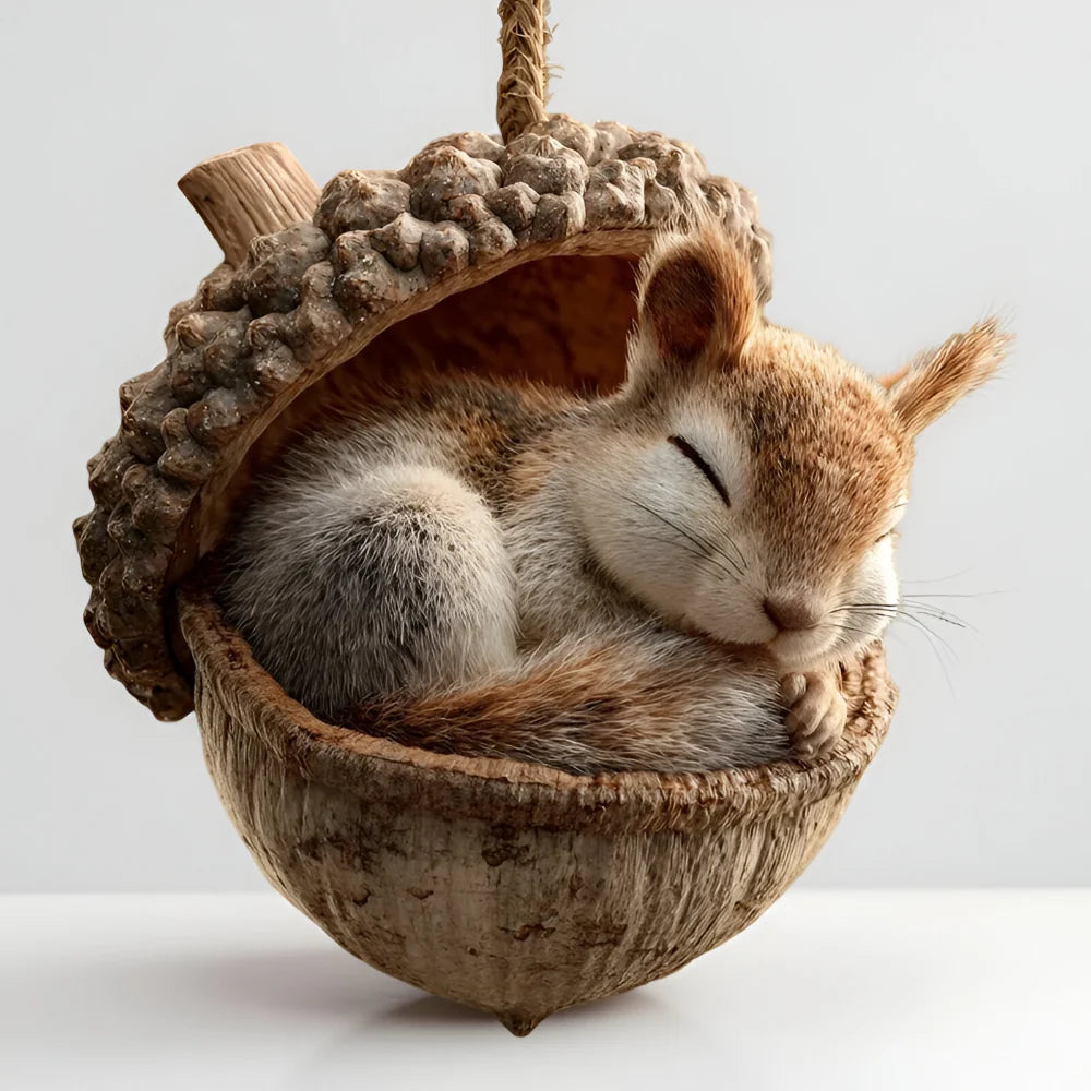 Christmas Tree Ornament with Woodland Animal Acorn Design