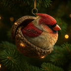 Christmas Tree Ornament with Woodland Animal Acorn Design