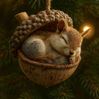 Christmas Tree Ornament with Woodland Animal Acorn Design