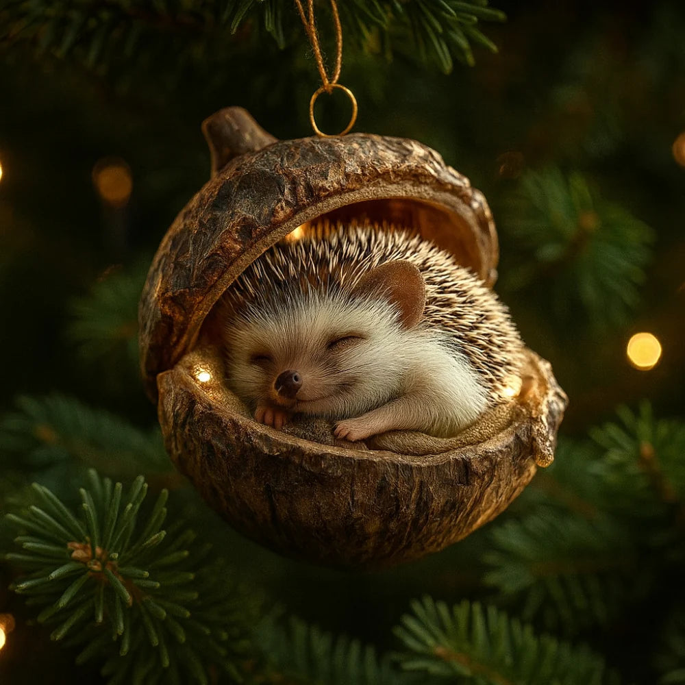 Christmas Tree Ornament with Woodland Animal Acorn Design
