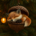 Christmas Tree Ornament with Woodland Animal Acorn Design