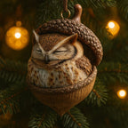 Christmas Tree Ornament with Woodland Animal Acorn Design