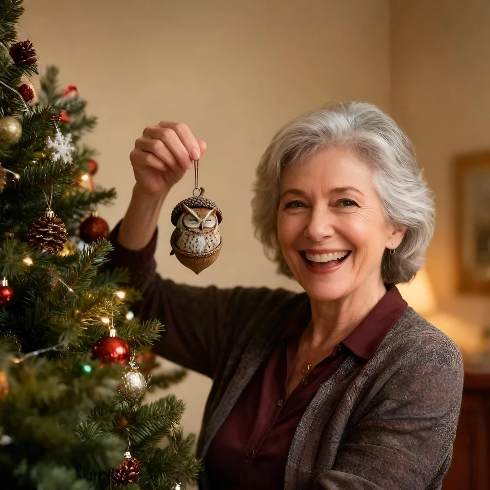 Christmas Tree Ornament with Woodland Animal Acorn Design