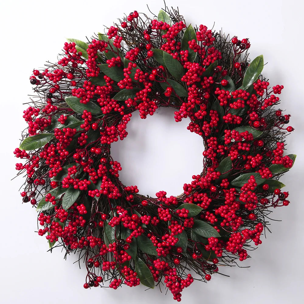 Christmas Wreath | Realistic Red Berries & Cypress Leaves