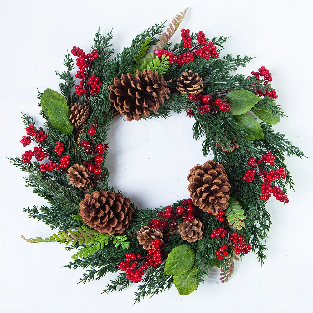Christmas Wreath | Realistic Red Berries & Cypress Leaves