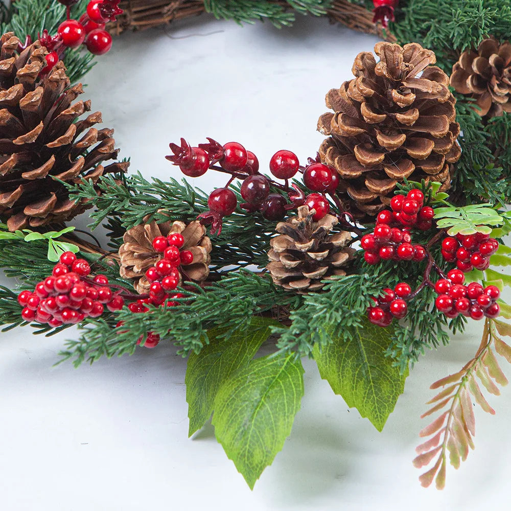 Christmas Wreath | Realistic Red Berries & Cypress Leaves