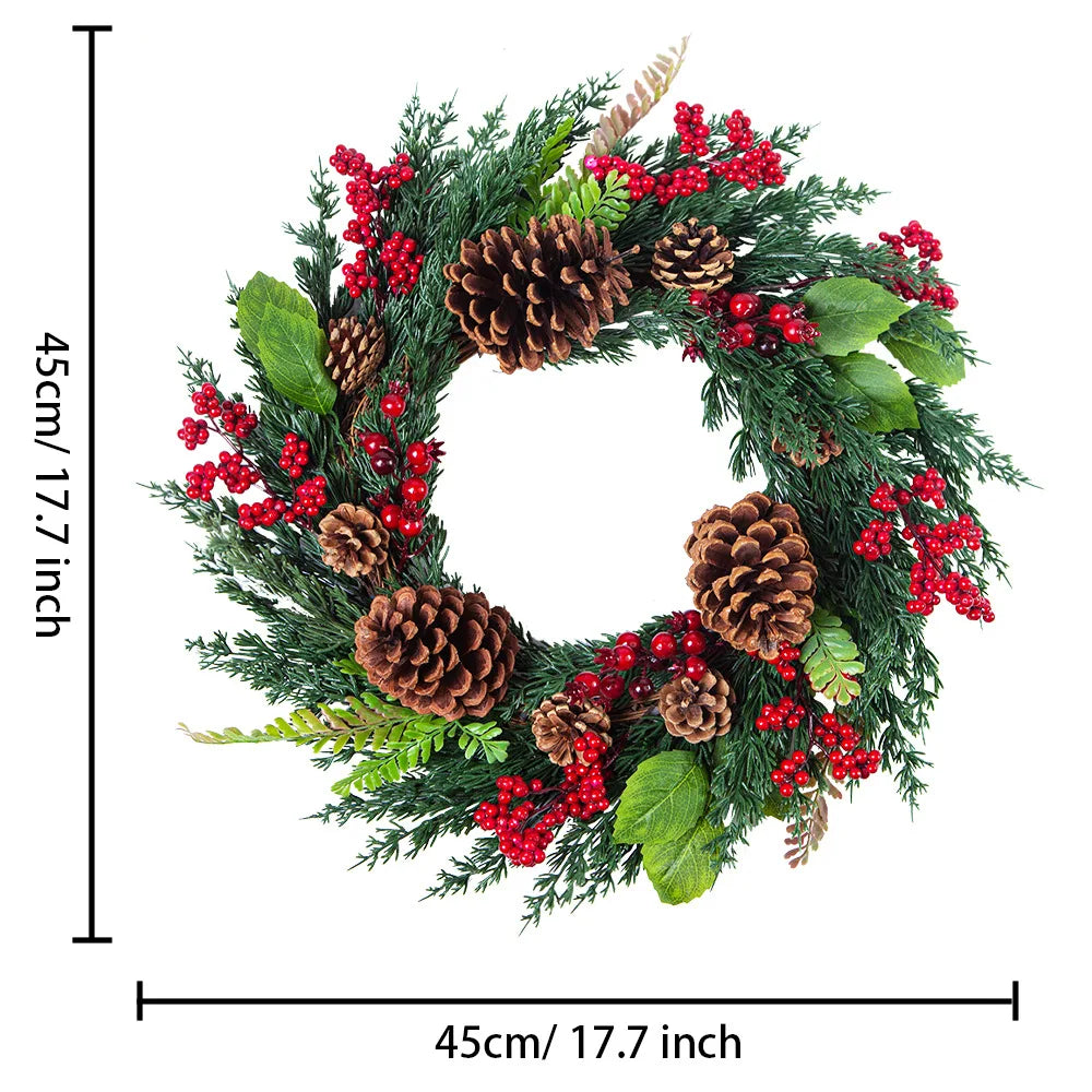 Christmas Wreath | Realistic Red Berries & Cypress Leaves