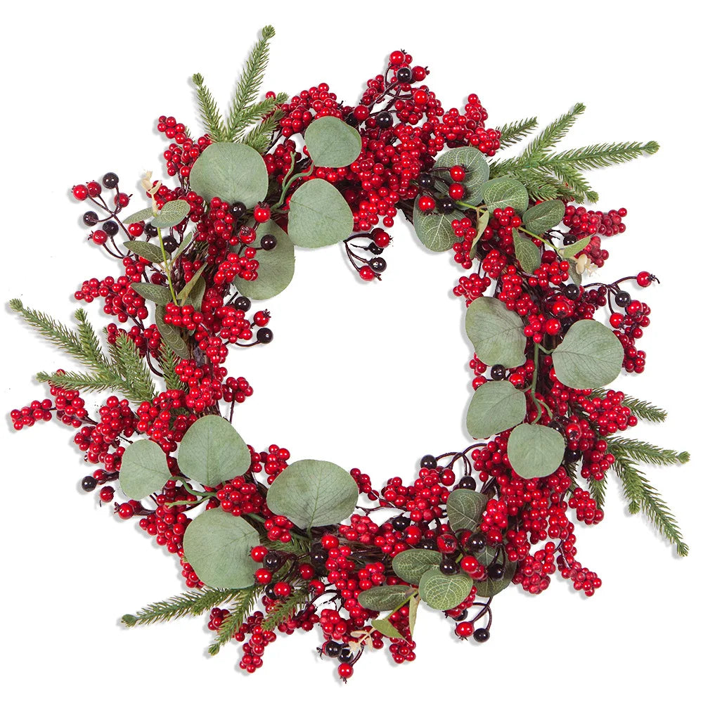 Christmas Wreath | Realistic Red Berries & Cypress Leaves