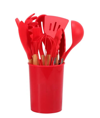 Cooking Utensil Set | Heat-Resistant Silicone & Bamboo Handles | 12-Piece