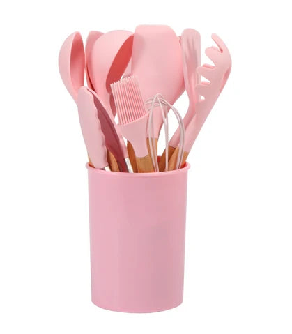 Cooking Utensil Set | Heat-Resistant Silicone & Bamboo Handles | 12-Piece