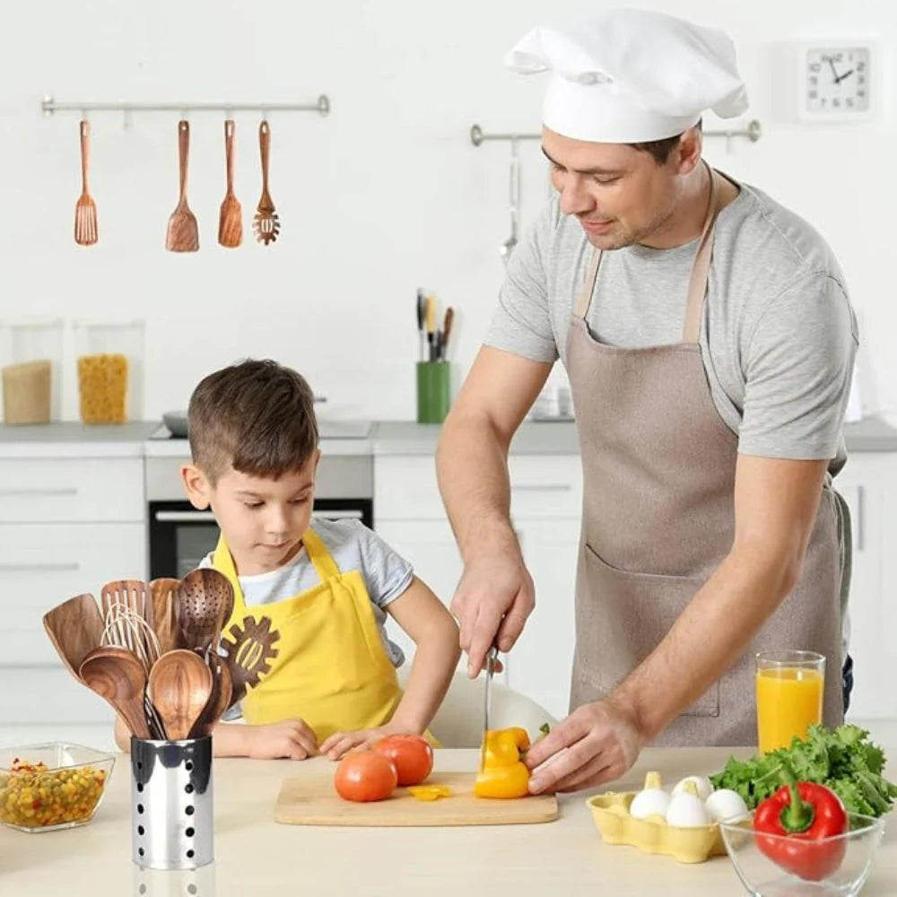 Cooking Utensil Set | Premium Wood & Cookware-Safe | 7-Piece