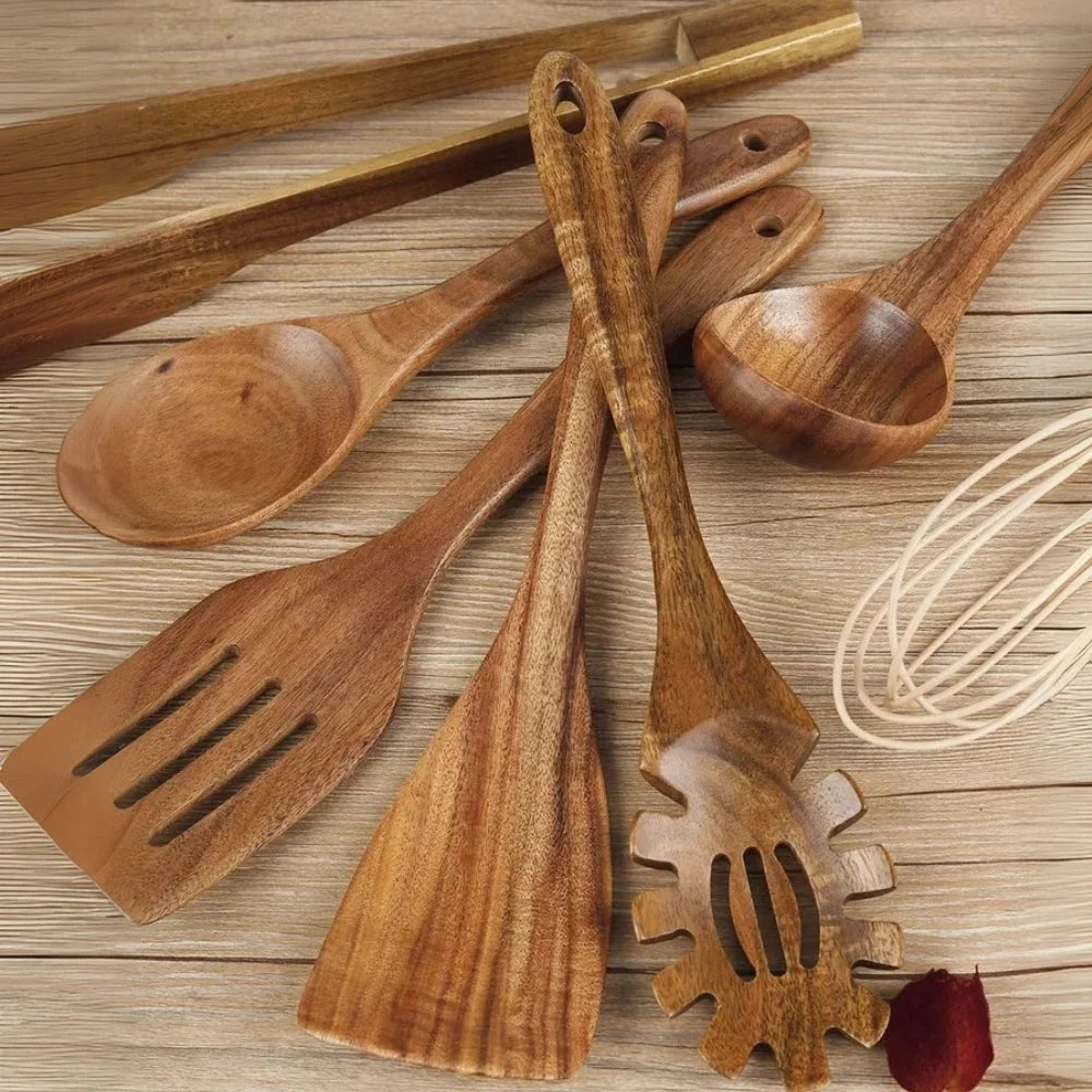 Cooking Utensil Set | Premium Wood & Cookware-Safe | 7-Piece