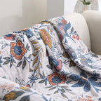 Cotton Blanket with Floral Pattern