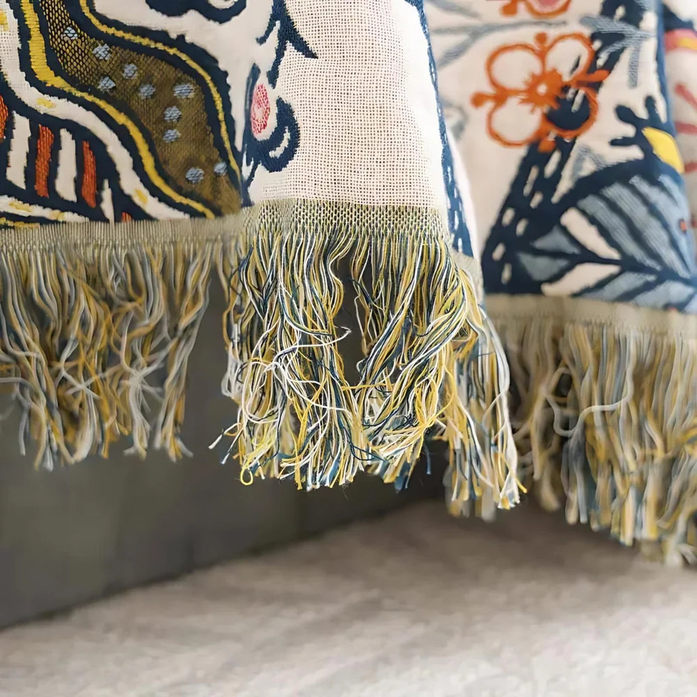 Cotton Blanket with Floral Pattern