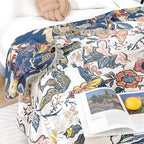 Cotton Blanket with Floral Pattern
