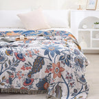 Cotton Blanket with Floral Pattern