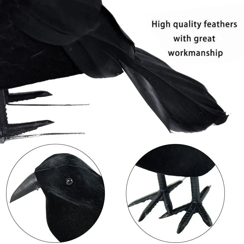 Crow Figure | Realistic Black Plastic | Single Piece