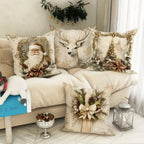 Cushion Cover | Gold Velvet Christmas Prints & Zipper Closure