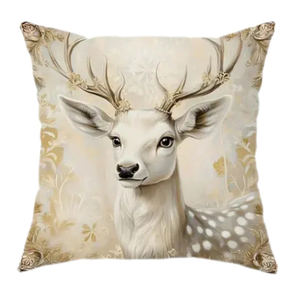Cushion Cover | Gold Velvet Christmas Prints & Zipper Closure