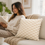 Cushion Cover with 3D Grid Texture