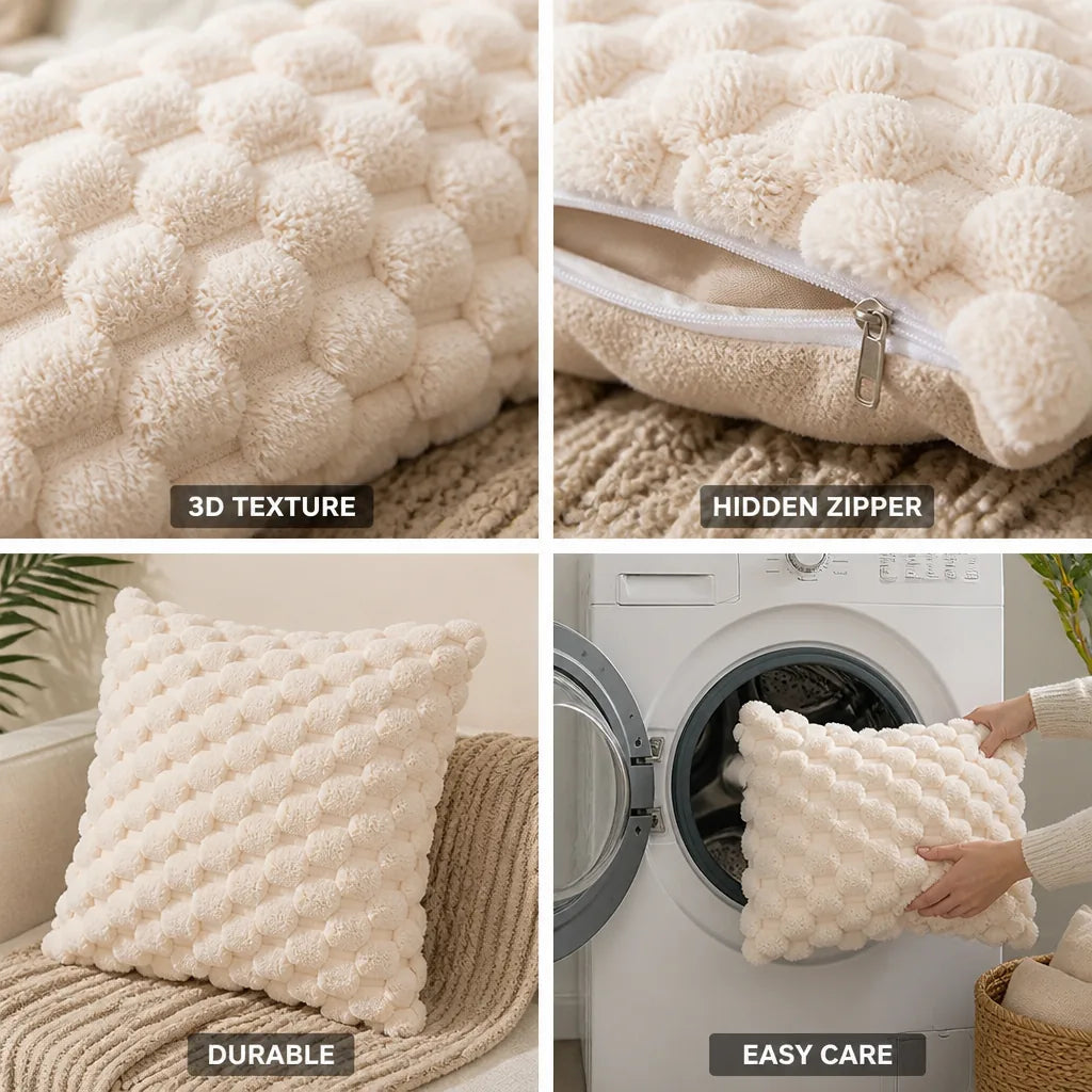 Cushion Cover with 3D Grid Texture