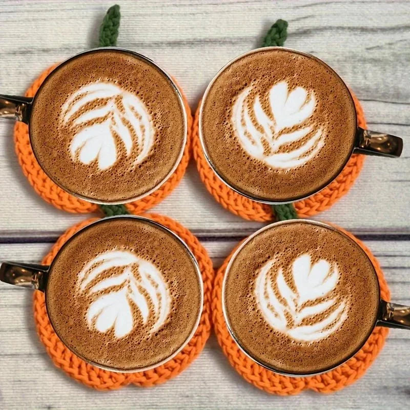Drink Coaster | Hand-Crocheted Pumpkin & Surface Protection | 10 cm Diameter