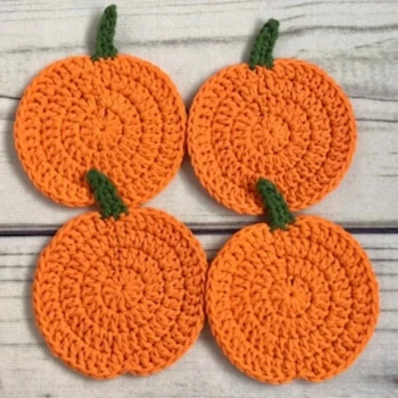 Drink Coaster | Hand-Crocheted Pumpkin & Surface Protection | 10 cm Diameter