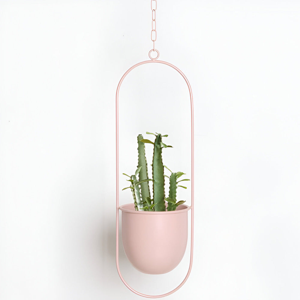 Hanging Plant Pot Holder with Iron Frame