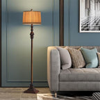 Floor Lamp | Resin & Fabric Dumpling Shade | Earthy Brown