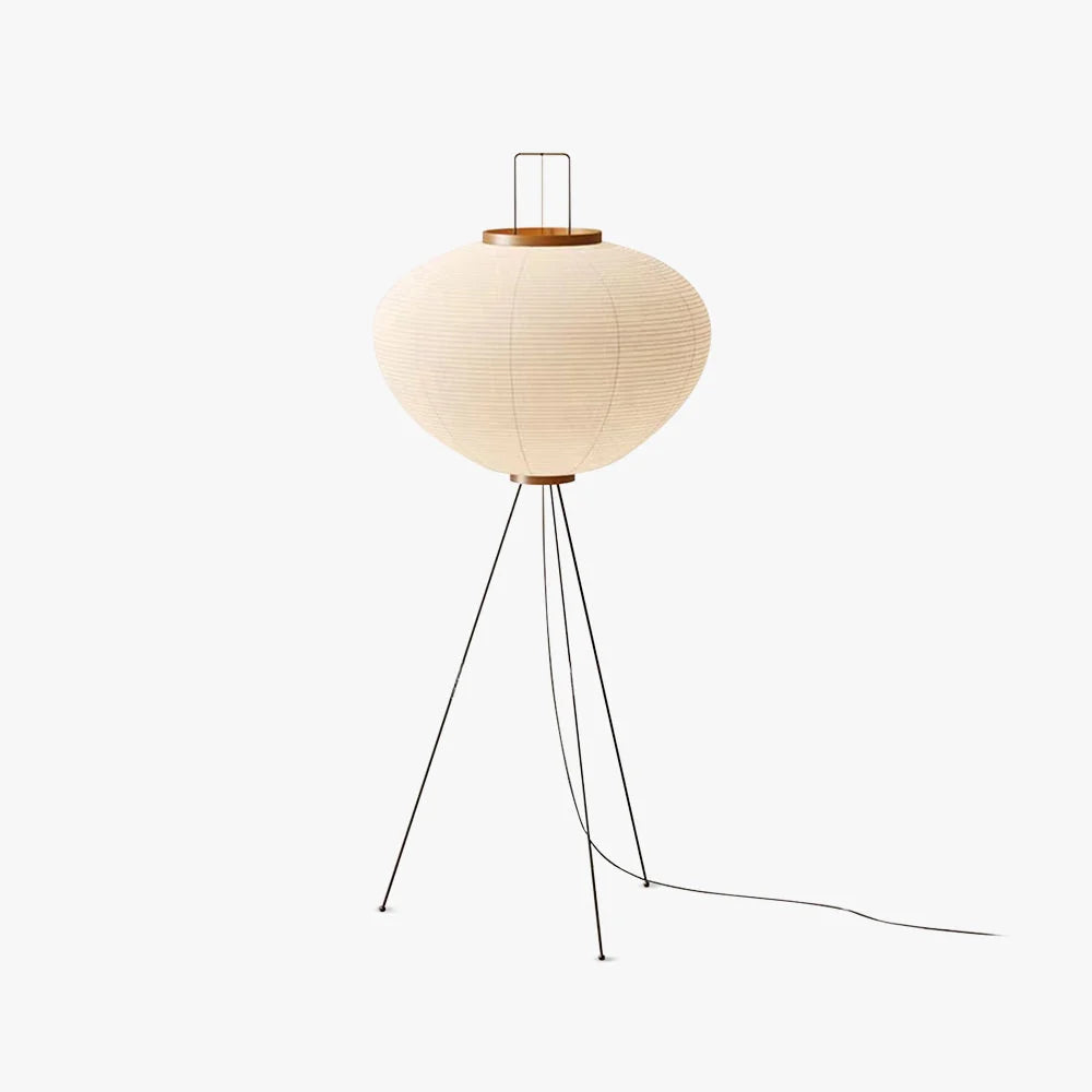 Floor Lamp | Rice Paper Shade & Metal Tripod | LED Bulb Included