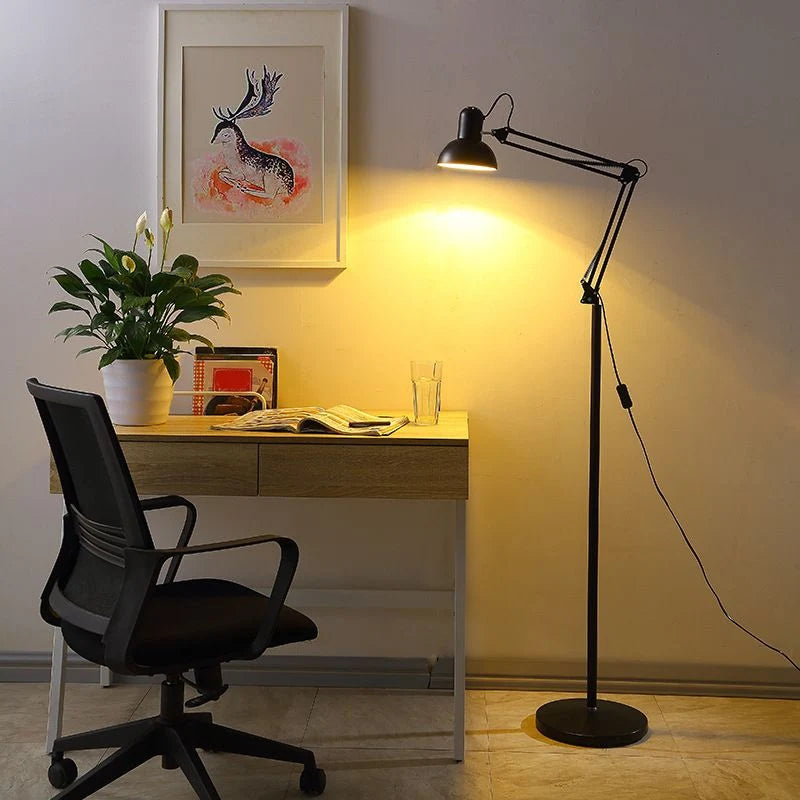 Floor Lamp | Slim Foldable Metal Frame & Iron Shade