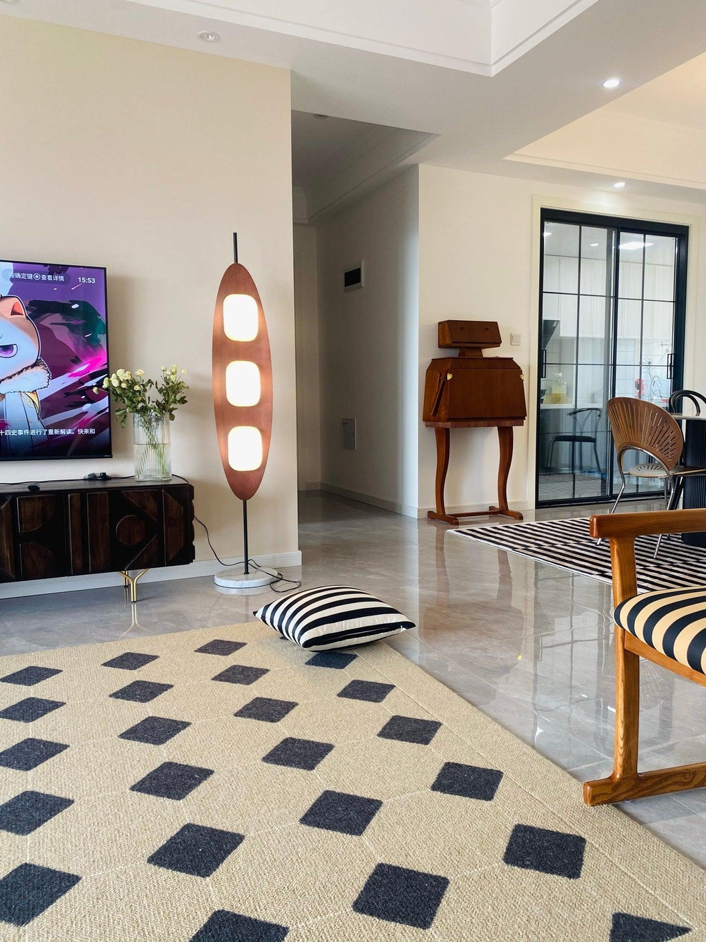 Floor Lamp | Surfboard-Style Marble Base & Integrated LED | 160 cm Height