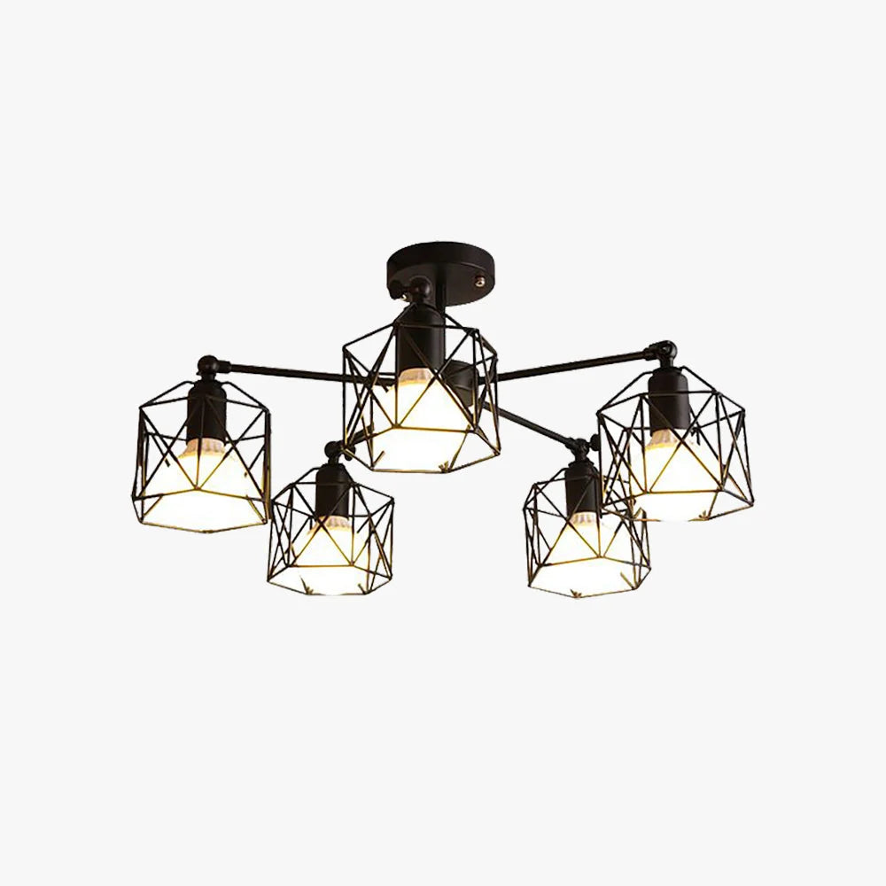 Flush Mount Ceiling Light | Black Metal & E27 Socket | For Bedroom & Living Room