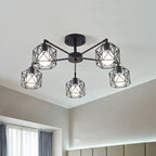 Flush Mount Ceiling Light | Black Metal & E27 Socket | For Bedroom & Living Room