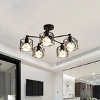 Flush Mount Ceiling Light | Black Metal & E27 Socket | For Bedroom & Living Room