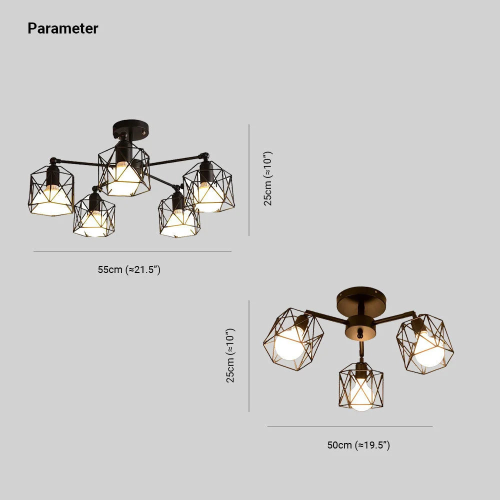 Flush Mount Ceiling Light | Black Metal & E27 Socket | For Bedroom & Living Room