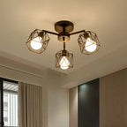 Flush Mount Ceiling Light | Black Metal & E27 Socket | For Bedroom & Living Room