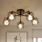 Flush Mount Ceiling Light | Black Metal & E27 Socket | For Bedroom & Living Room
