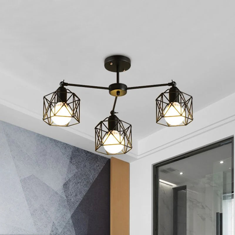 Flush Mount Ceiling Light | Black Metal & E27 Socket | For Bedroom & Living Room