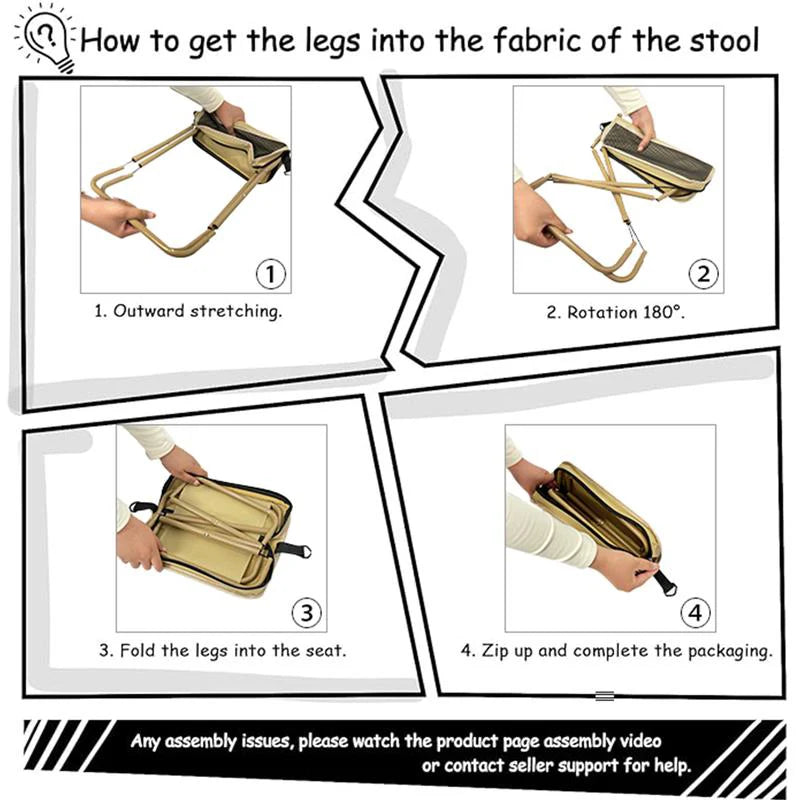 Foldable Backpack Stool | Waterproof Oxford & Ultra-Compact | Supports 330 lbs