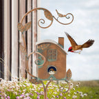 Garden Birdhouse Stake | Artistic Metal Design | 75 cm Pole