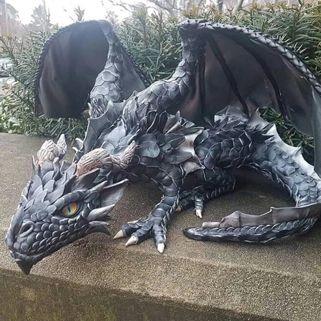 Garden Dragon Statue | Seated Gothic Sculpture