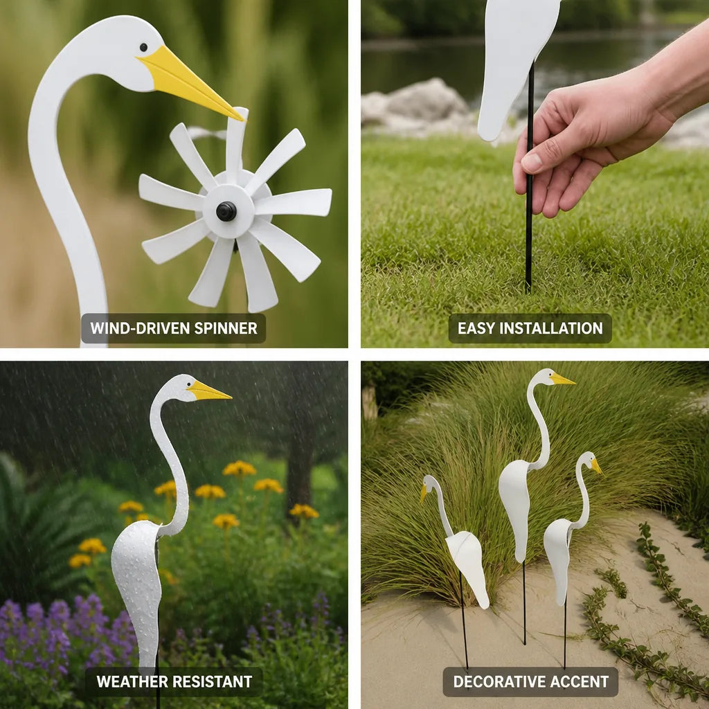 Garden Flamingo with Wind-Driven Spinner