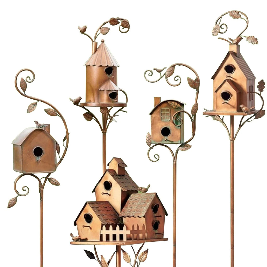 Garten Vogelhaus Pfahl | Metallkunst & Dekoration | 75 cm Stange