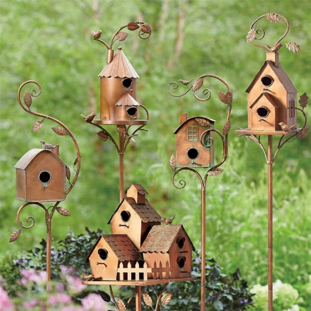 Garten Vogelhaus Pfahl | Metallkunst & Dekoration | 75 cm Stange