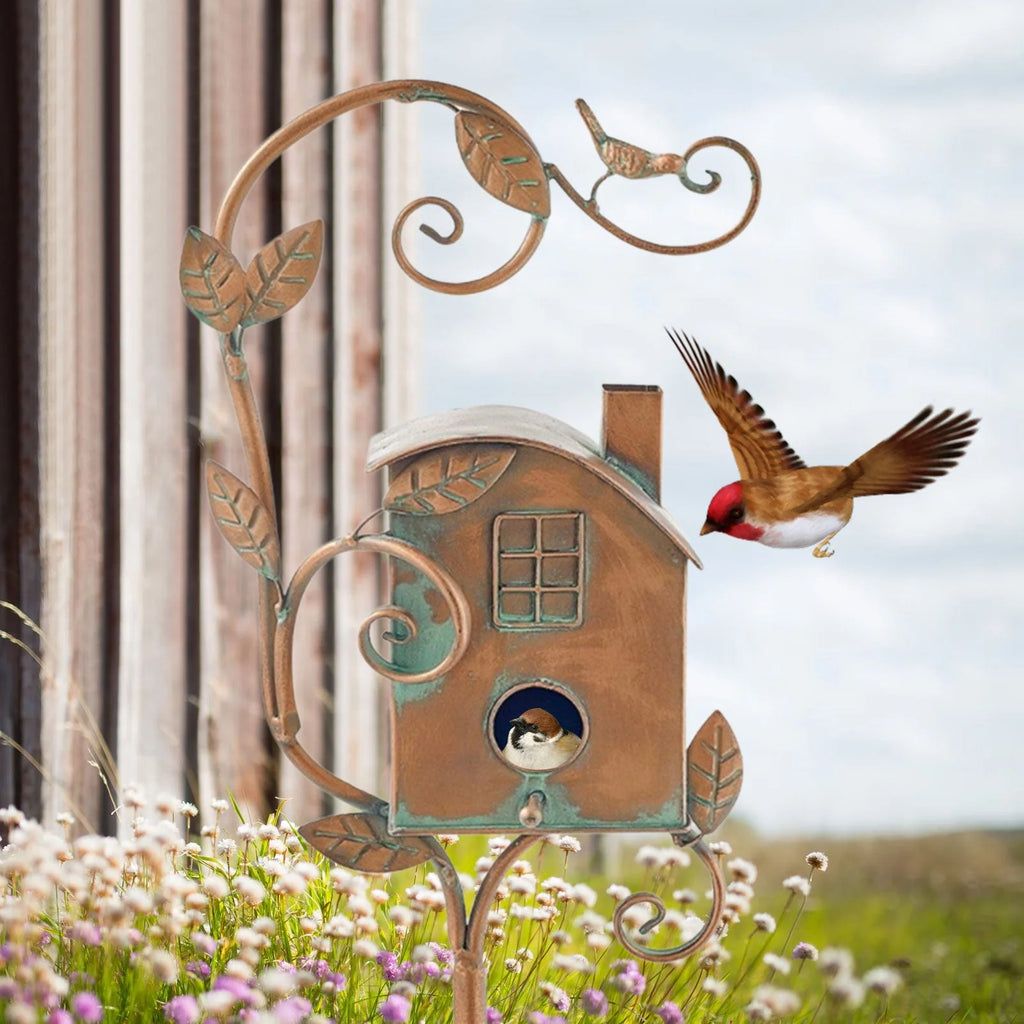 Garten Vogelhaus Pfahl | Metallkunst & Dekoration | 75 cm Stange