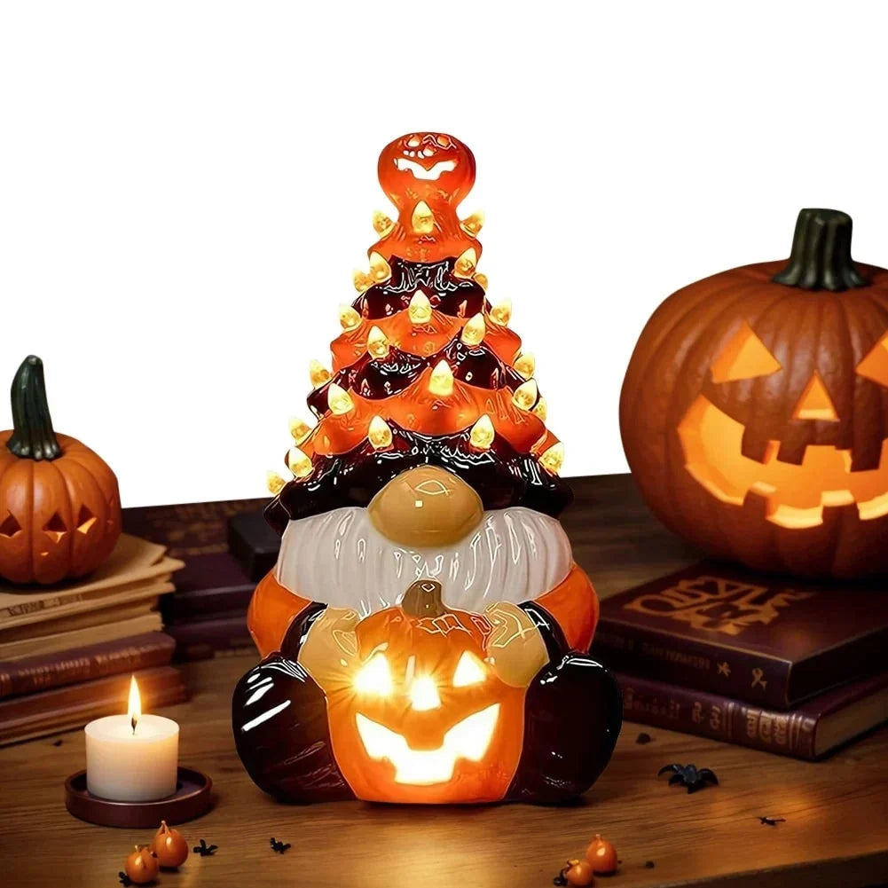 Halloween Garden Gnome Statue | Integrated LED & Compact | Tabletop & Porch